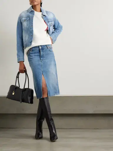 Stella McCartney + Net Sustain Chain-embellished Denim Midi Skirt | Thumbnail 2 Stella McCartney + Net Sustain Chain-embellished Denim Midi Skirt | Thumbnail 2