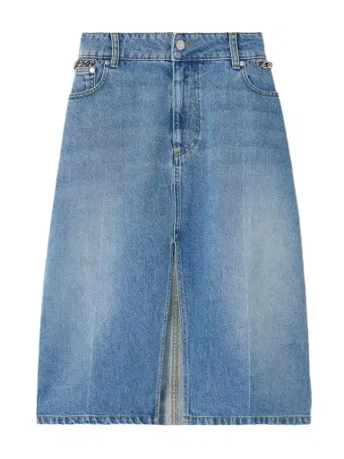 Stella McCartney + Net Sustain Chain-embellished Denim Midi Skirt | Thumbnail 1 Stella McCartney + Net Sustain Chain-embellished Denim Midi Skirt | Thumbnail 1