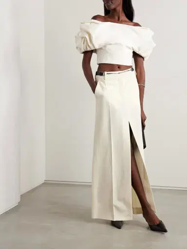 Gabriela Hearst Erwan Cropped Off-the-shoulder Silk And Wool-blend Cady Top | Thumbnail 2 Gabriela Hearst Erwan Cropped Off-the-shoulder Silk And Wool-blend Cady Top | Thumbnail 2