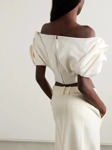 Gabriela Hearst Erwan Cropped Off-the-shoulder Silk And Wool-blend Cady Top | Thumbnail 3 Gabriela Hearst Erwan Cropped Off-the-shoulder Silk And Wool-blend Cady Top | Thumbnail 3