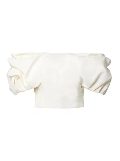 Gabriela Hearst Erwan Cropped Off-the-shoulder Silk And Wool-blend Cady Top | Thumbnail 1 Gabriela Hearst Erwan Cropped Off-the-shoulder Silk And Wool-blend Cady Top | Thumbnail 1