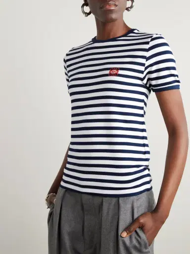 Loewe Anagram Embroidered Striped Jersey T-shirt - x large | Thumbnail 3 Loewe Anagram Embroidered Striped Jersey T-shirt - x large | Thumbnail 3