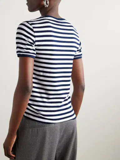 Loewe Anagram Embroidered Striped Jersey T-shirt - x large | Thumbnail 4 Loewe Anagram Embroidered Striped Jersey T-shirt - x large | Thumbnail 4
