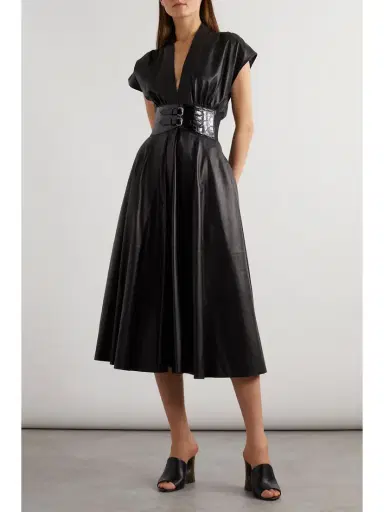Alaïa Archetypes Belted Leather Midi Dress | Thumbnail 2 Alaïa Archetypes Belted Leather Midi Dress | Thumbnail 2