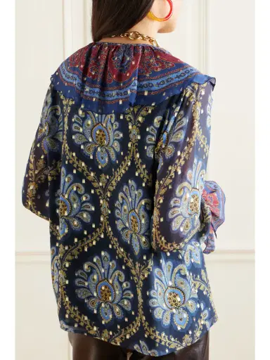 Etro Paisley-print Metallic Fil Coupé Silk-blend Blouse | Thumbnail 3 Etro Paisley-print Metallic Fil Coupé Silk-blend Blouse | Thumbnail 3