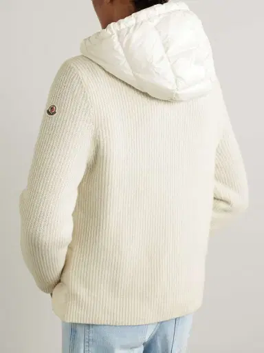Moncler Ribbed Quilted Hooded Wool-trimmed Shell Down Jacket | Thumbnail 4 Moncler Ribbed Quilted Hooded Wool-trimmed Shell Down Jacket | Thumbnail 4