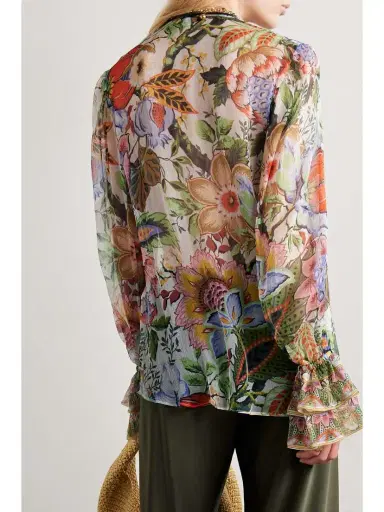 Etro Ruffled Floral-print Silk-crepon Blouse | Thumbnail 3 Etro Ruffled Floral-print Silk-crepon Blouse | Thumbnail 3