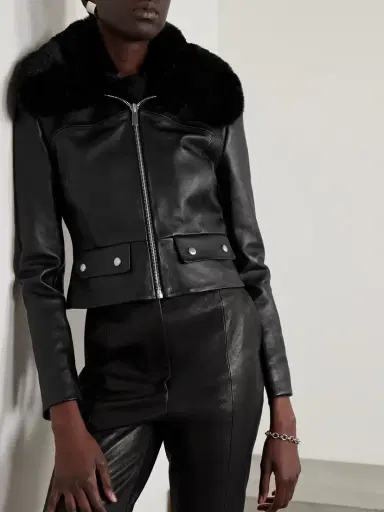 Magda Butrym Faux Fur-trimmed Leather Jacket | Thumbnail 3 Magda Butrym Faux Fur-trimmed Leather Jacket | Thumbnail 3