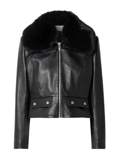 Magda Butrym Faux Fur-trimmed Leather Jacket | Thumbnail 1 Magda Butrym Faux Fur-trimmed Leather Jacket | Thumbnail 1