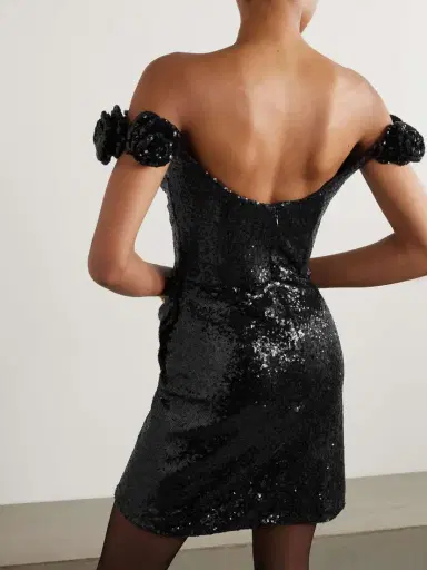 Costarellos Off-the-shoulder Appliquéd Draped Sequined Crepe Mini Dress | Thumbnail 3 Costarellos Off-the-shoulder Appliquéd Draped Sequined Crepe Mini Dress | Thumbnail 3