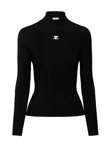 Courrèges Reedition Embroidered Ribbed-knit Turtleneck Sweater | Thumbnail 1 Courrèges Reedition Embroidered Ribbed-knit Turtleneck Sweater | Thumbnail 1