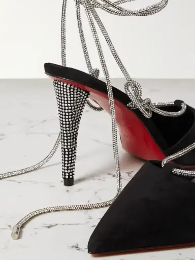 Christian Louboutin Astrid 85 Crystal-embellished Suede Pumps | Thumbnail 4 Christian Louboutin Astrid 85 Crystal-embellished Suede Pumps | Thumbnail 4