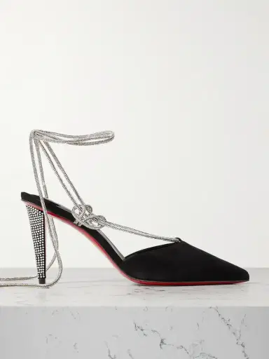 Christian Louboutin Astrid 85 Crystal-embellished Suede Pumps | Thumbnail 1 Christian Louboutin Astrid 85 Crystal-embellished Suede Pumps | Thumbnail 1
