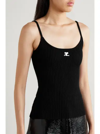 Courrèges Reedition Appliquéd Ribbed-knit Tank | Thumbnail 3 Courrèges Reedition Appliquéd Ribbed-knit Tank | Thumbnail 3