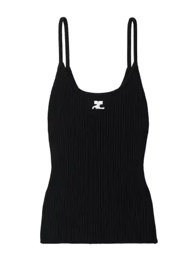 Courrèges Reedition Appliquéd Ribbed-knit Tank | Thumbnail 1 Courrèges Reedition Appliquéd Ribbed-knit Tank | Thumbnail 1