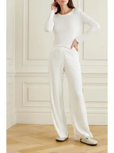 LESET Pointelle-knit Cotton-jersey Top | Thumbnail 2 LESET Pointelle-knit Cotton-jersey Top | Thumbnail 2