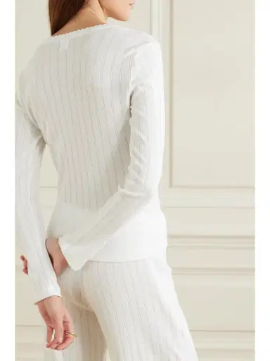 LESET Pointelle-knit Cotton-jersey Top | Thumbnail 3 LESET Pointelle-knit Cotton-jersey Top | Thumbnail 3