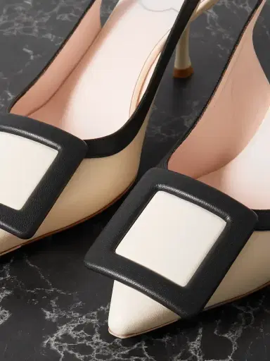Roger Vivier Viv In The City 65 Two-tone Leather Point-toe Slingback Pumps | Thumbnail 4 Roger Vivier Viv In The City 65 Two-tone Leather Point-toe Slingback Pumps | Thumbnail 4