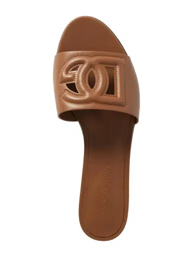 Dolce & Gabbana Bianca Cutout Leather Slides | Thumbnail 1 Dolce & Gabbana Bianca Cutout Leather Slides | Thumbnail 1