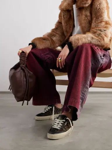 Golden Goose Soul-star Distressed Leather-trimmed Leopard-print Calf Hair Sneakers | Thumbnail 2 Golden Goose Soul-star Distressed Leather-trimmed Leopard-print Calf Hair Sneakers | Thumbnail 2