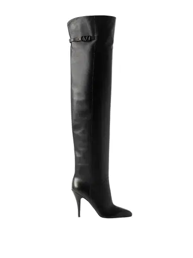 Valentino Garavani 105 Buckle-embellished Leather Over-the-knee Boots | Thumbnail 1 Valentino Garavani 105 Buckle-embellished Leather Over-the-knee Boots | Thumbnail 1