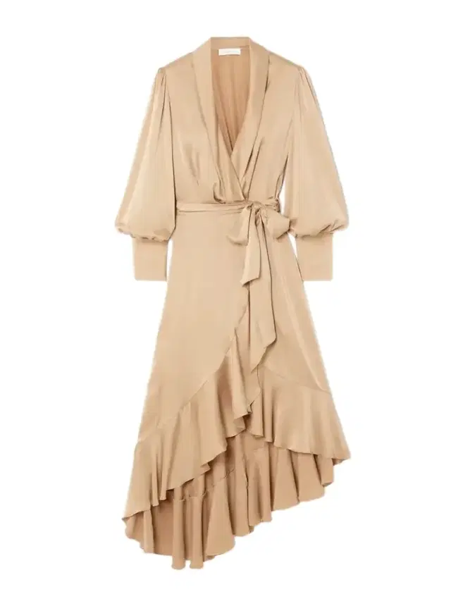 Asymmetric Ruffled Duchesse Silk-satin Midi Wrap Dress