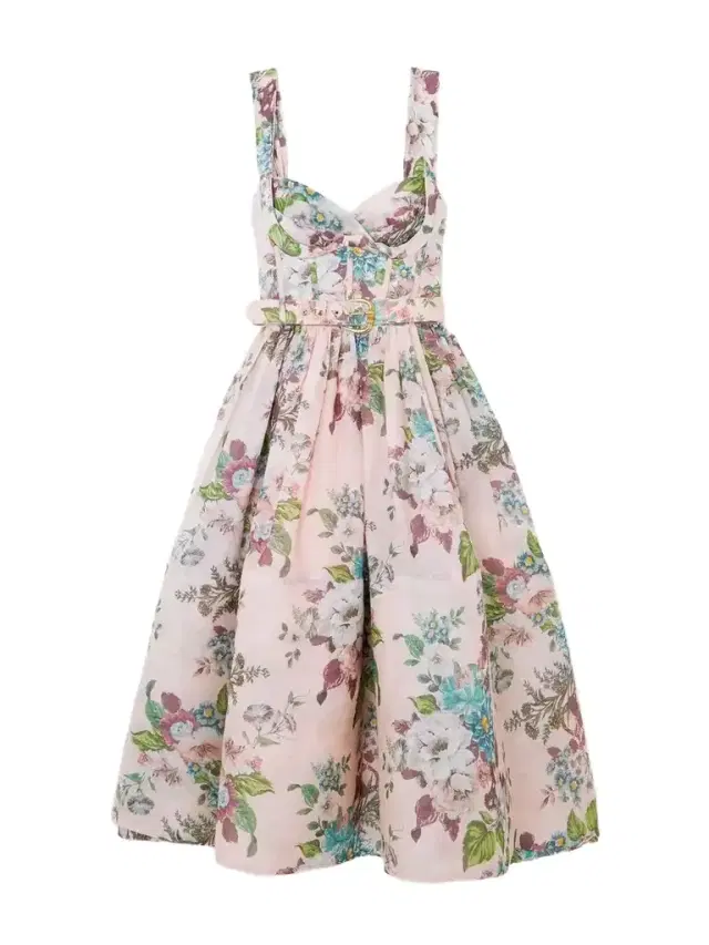 Matchmaker Belted Floral-print Linen And Silk-blend Midi Dress