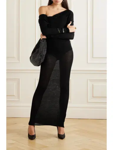 Christopher Esber Radial Wave One-shoulder Wool Maxi Dress | Thumbnail 2 Christopher Esber Radial Wave One-shoulder Wool Maxi Dress | Thumbnail 2