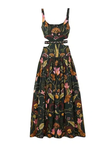 Agua by Agua Bendita + Net Sustain Totumo Cut-out Gathered Printed Cotton Maxi Dress | Thumbnail 1 Agua by Agua Bendita + Net Sustain Totumo Cut-out Gathered Printed Cotton Maxi Dress | Thumbnail 1