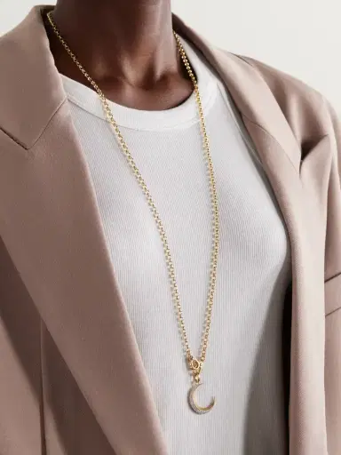 Foundrae Medium Belcher Sister Hook Crescent 18-karat Gold Diamond Necklace | Thumbnail 2 Foundrae Medium Belcher Sister Hook Crescent 18-karat Gold Diamond Necklace | Thumbnail 2