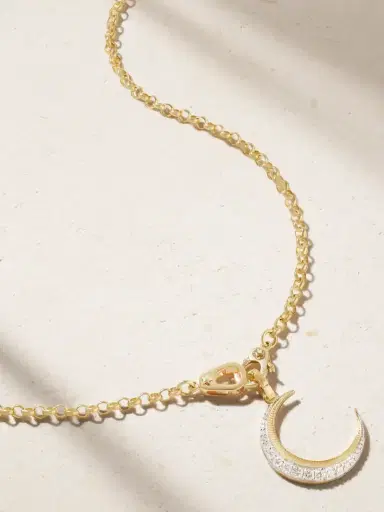 Foundrae Medium Belcher Sister Hook Crescent 18-karat Gold Diamond Necklace | Thumbnail 1 Foundrae Medium Belcher Sister Hook Crescent 18-karat Gold Diamond Necklace | Thumbnail 1