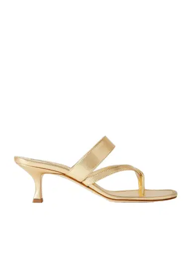 Manolo Blahnik Susa 50 Metallic Leather Sandals | Thumbnail 1 Manolo Blahnik Susa 50 Metallic Leather Sandals | Thumbnail 1
