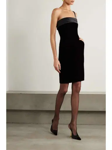 Saint Laurent Strapless Satin-trimmed Velvet Mini Dress | Thumbnail 2 Saint Laurent Strapless Satin-trimmed Velvet Mini Dress | Thumbnail 2