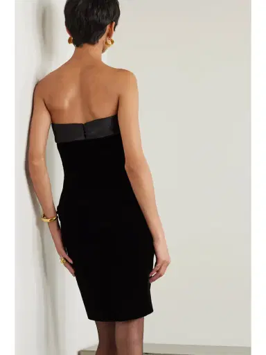 Saint Laurent Strapless Satin-trimmed Velvet Mini Dress | Thumbnail 3 Saint Laurent Strapless Satin-trimmed Velvet Mini Dress | Thumbnail 3