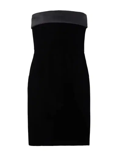 Saint Laurent Strapless Satin-trimmed Velvet Mini Dress | Thumbnail 1 Saint Laurent Strapless Satin-trimmed Velvet Mini Dress | Thumbnail 1
