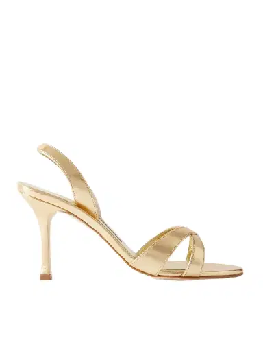 Manolo Blahnik Callasli 90 Metallic Leather Slingback Sandals | Thumbnail 1 Manolo Blahnik Callasli 90 Metallic Leather Slingback Sandals | Thumbnail 1