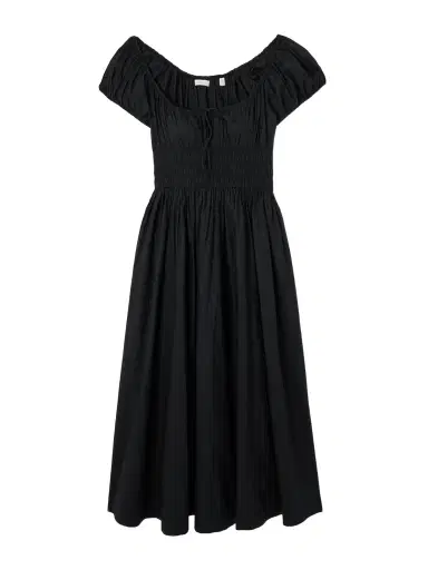 DÔEN Quinn Tie-detailed Shirred Organic Cotton-poplin Midi Dress | Thumbnail 1 DÔEN Quinn Tie-detailed Shirred Organic Cotton-poplin Midi Dress | Thumbnail 1