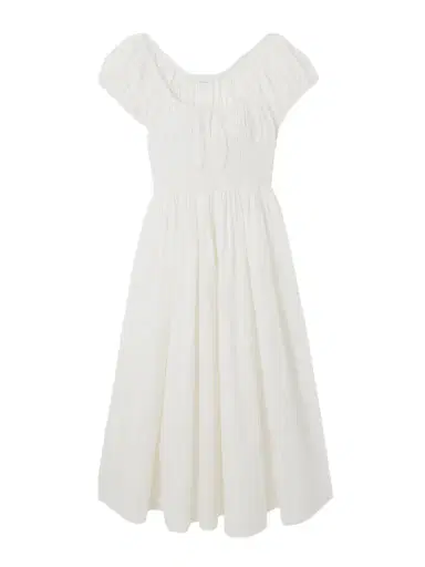 DÔEN Quinn Tie-detailed Shirred Organic Cotton-poplin Midi Dress | Thumbnail 1 DÔEN Quinn Tie-detailed Shirred Organic Cotton-poplin Midi Dress | Thumbnail 1