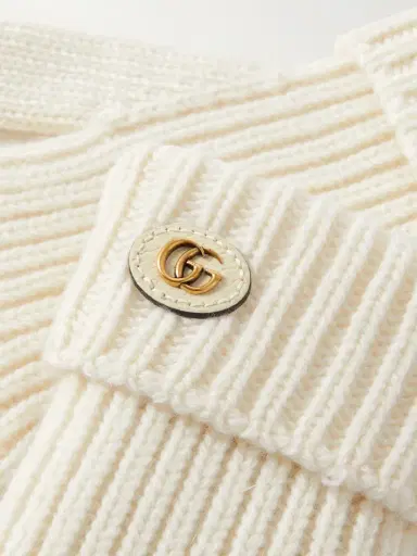 Gucci Embellished Leather-trimmed Wool And Cashmere-blend Gloves | Thumbnail 3 Gucci Embellished Leather-trimmed Wool And Cashmere-blend Gloves | Thumbnail 3