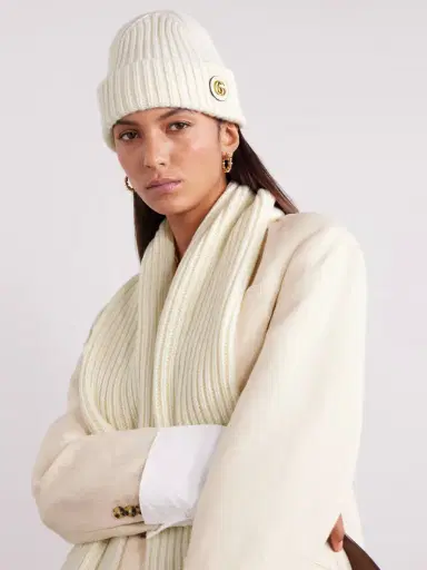 Gucci Victor Appliquéd Ribbed Wool And Cashmere-blend Beanie | Thumbnail 2 Gucci Victor Appliquéd Ribbed Wool And Cashmere-blend Beanie | Thumbnail 2