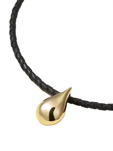Mateo Water Droplet Leather And 14-karat Gold Necklace | Thumbnail 1 Mateo Water Droplet Leather And 14-karat Gold Necklace | Thumbnail 1
