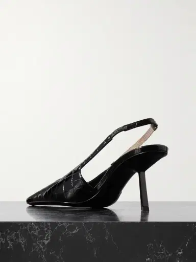 Saint Laurent Blake Embellished Croc-effect Leather Slingback Pumps | Thumbnail 3 Saint Laurent Blake Embellished Croc-effect Leather Slingback Pumps | Thumbnail 3