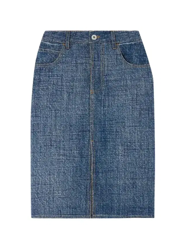 Denim-effect Woven Midi Skirt