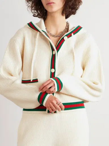 Gucci Hooded Striped Ribbed Wool Cardigan | Thumbnail 3 Gucci Hooded Striped Ribbed Wool Cardigan | Thumbnail 3