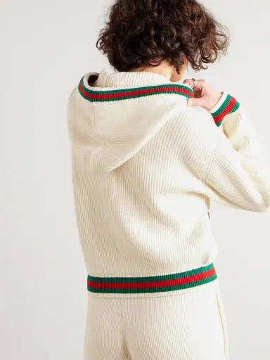 Gucci Hooded Striped Ribbed Wool Cardigan | Thumbnail 4 Gucci Hooded Striped Ribbed Wool Cardigan | Thumbnail 4