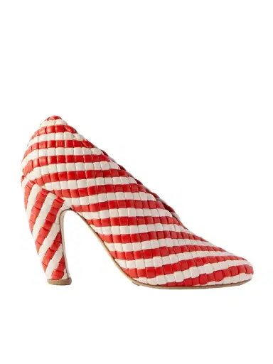 Bottega Veneta Canalazzo Striped Intrecciato Leather Pumps | Thumbnail 1 Bottega Veneta Canalazzo Striped Intrecciato Leather Pumps | Thumbnail 1