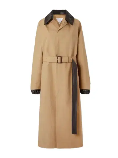 Bottega Veneta Belted Leather-trimmed Cotton-garbardine Trench Coat | Thumbnail 1 Bottega Veneta Belted Leather-trimmed Cotton-garbardine Trench Coat | Thumbnail 1
