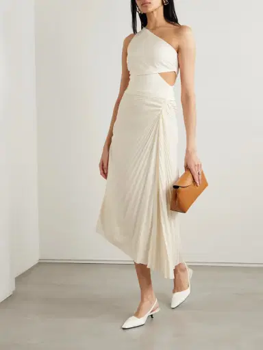 A.L.C. Dahlia One-shoulder Cutout Pleated Crepe Maxi Dress | Thumbnail 2 A.L.C. Dahlia One-shoulder Cutout Pleated Crepe Maxi Dress | Thumbnail 2