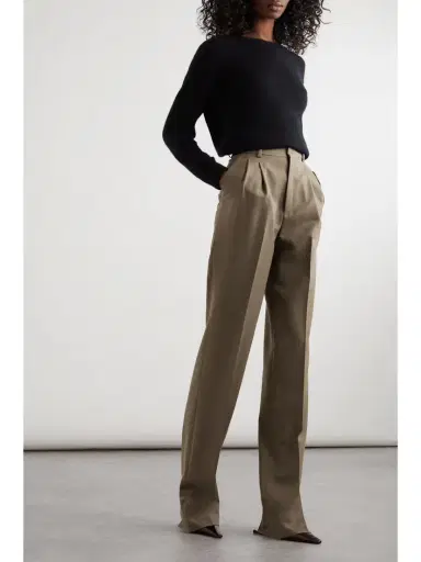 Saint Laurent Pleated Wool-twill Straight-leg Pants | Thumbnail 2 Saint Laurent Pleated Wool-twill Straight-leg Pants | Thumbnail 2