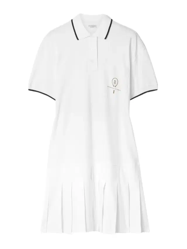 Tennis Pleated Embroidered Cotton-jersey Mini Dress